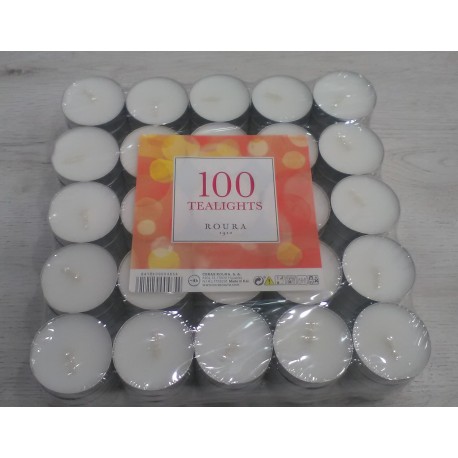 Espelmes de te Roura pack 100 unitats blanques sense aroma